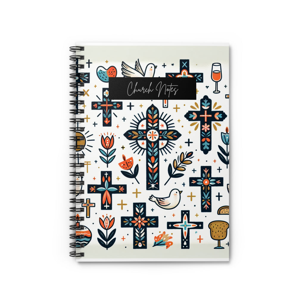 Church Notes Spiral Notebook - Cross Designs