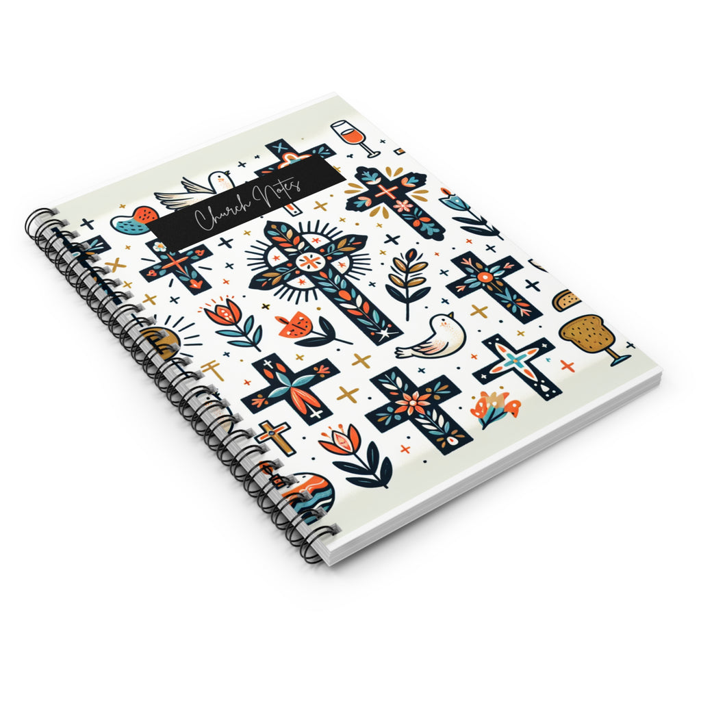 Church Notes Spiral Notebook - Cross Designs
