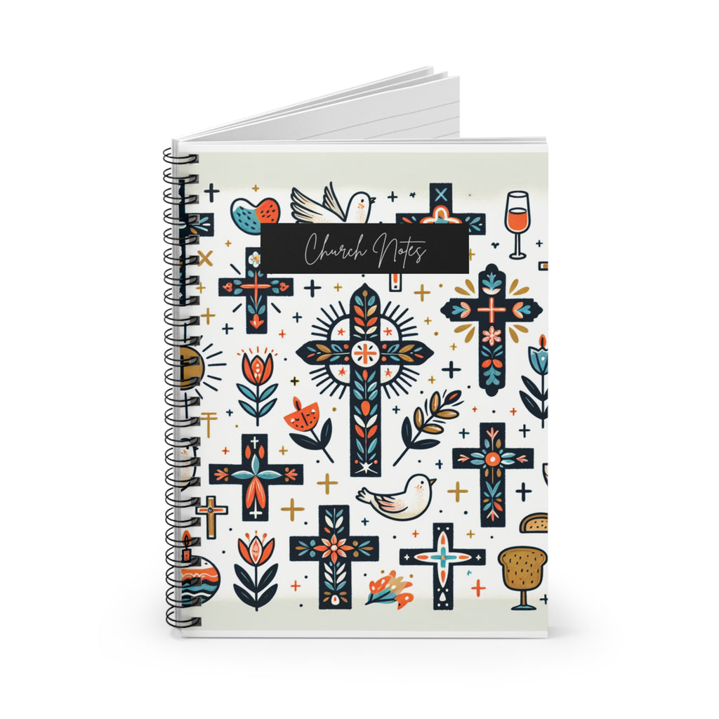 Church Notes Spiral Notebook - Cross Designs
