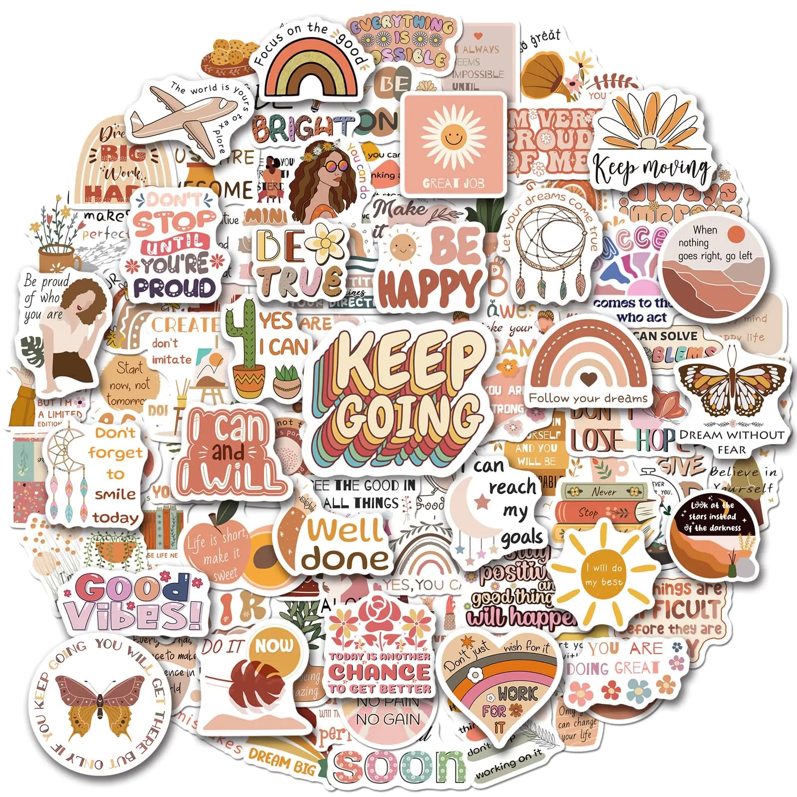 200 Boho Style Inspirational Stickers