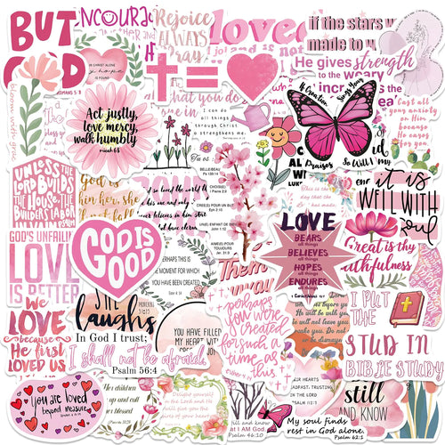100PCS Pink Christian Stickers